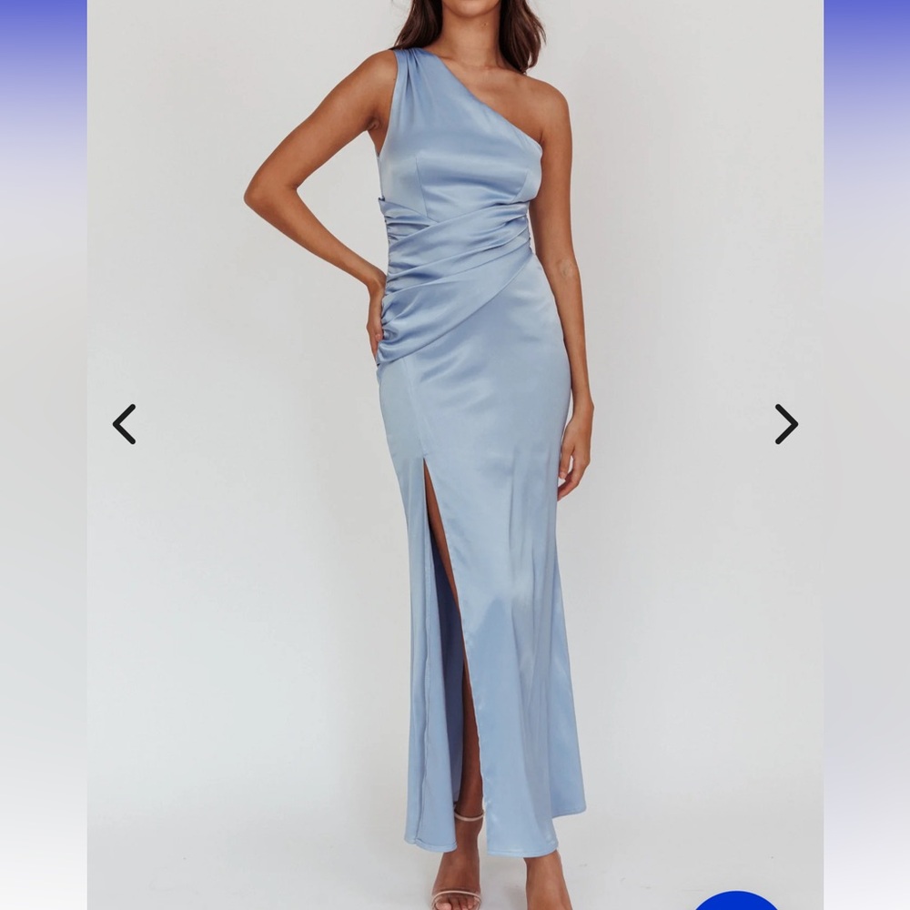 Selfie Leslie Taniesha One-Shoulder Steel Blue Dress